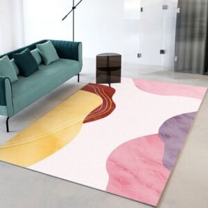 Light Pink Modern Rug Polyester Color Piece Rug Stain Resistant Rug for Drawing Room 140cm x 201cm-Hellorange